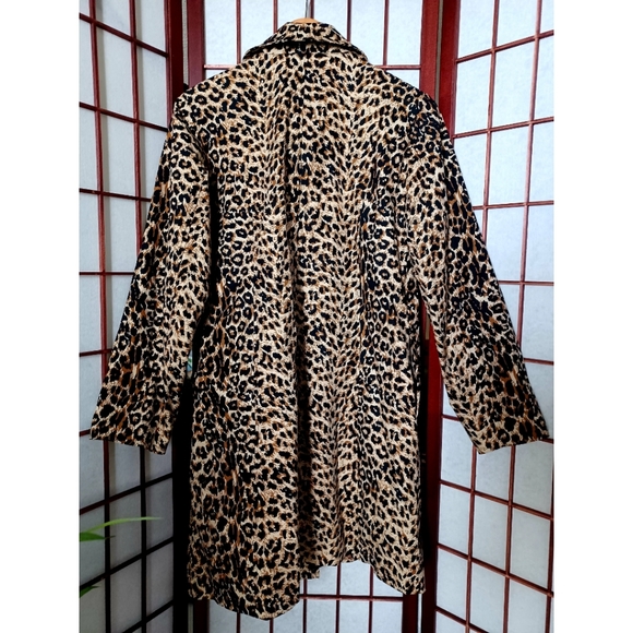 Leopard Print 4-Button Front Collared Trench Coat - Tan/Black - Picture 13 of 16